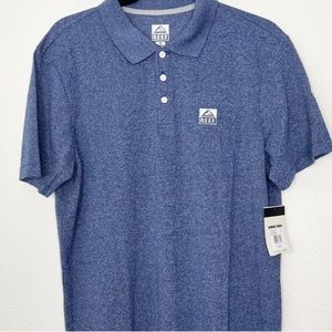 NWT Size Large Reef Color: Blue Walsh Men’s Polo Shirt Short Sleeve Cobb Pique